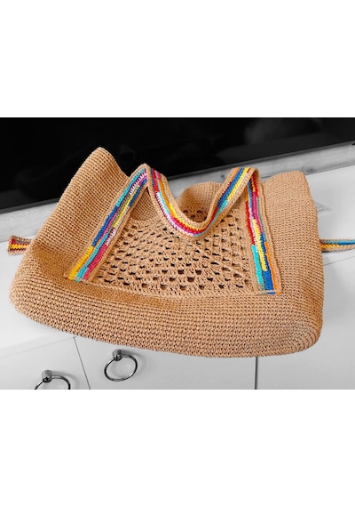 Kemzey Handmade Xxl Bohem Hasır Çanta , El Yapımı Büyük Çantalar Çok Renkli