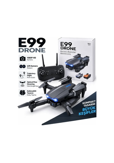 E99 Hd Çift Kameralı Katlanabilir Drone 1080p Wifi App Kontrollü Fpv Uzaktan Kumandalı