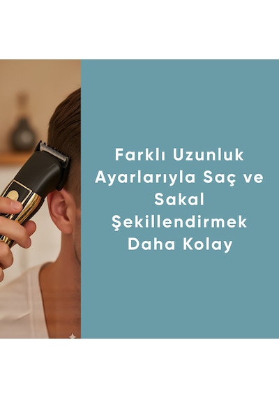 Dingilg Rd-6360 Altın Sarısı Şarjlı 3'ü 1 Arada Saç Sakal Burun Tıraş Makinesi