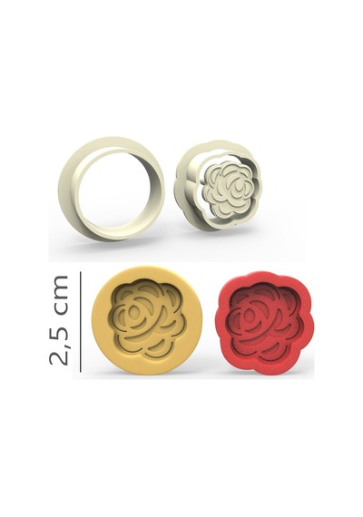 Gül Kurabiye, Bisküvi, Kolye Ucu, Mühür Kalıp Seti - 2,5 Cm