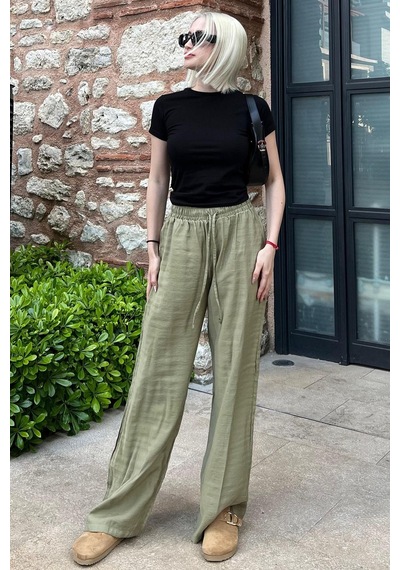 Madmext Yeşil Geniş Paça Kadın Pantolon Mg1982-yeşil Yeşil