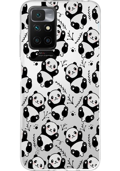 Redmi 10 2022 Uyumlu Kapak Panda Tasarımlı Şeffaf Silikon Kılıf Şeffaf