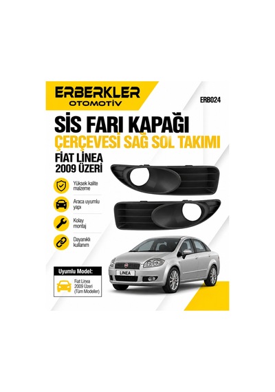 Fiat Linea Siyah Sis Farı Kapağı Çerçevesi Sağ Sol Takımı 2009 Üzeri - Erb2009