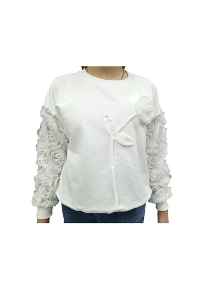 İrem Çocuk Giyim Kız Çocuk Tül Kollu Gül Detaylı Sweatshirt Ve Bol Paça Kot Pantolon Takımı Beyaz İrem Çocuk Giyim Kız Çocuk Tül Kollu Gül Detaylı Sweatshirt Ve Bol Paça Kot Pantolon Takımı Beyaz