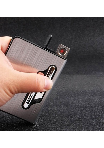 Şarj Edilebilir Usb Çakmak Sigara Taşıma Kutusu Metal Gövde Arc Ateşleme 20 Li