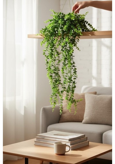 Yapay Çiçek Sarkan Okaliptus Şimşir Yapay Sarmaşık Sarkan Çiçek 90cm Yeşil
