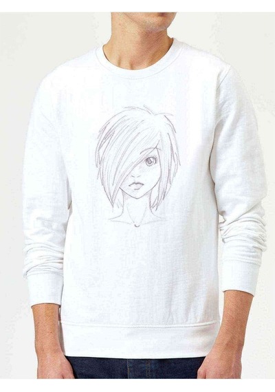 Anime Baskılı Beyaz Erkek Örme Sweatshirt (530947565)