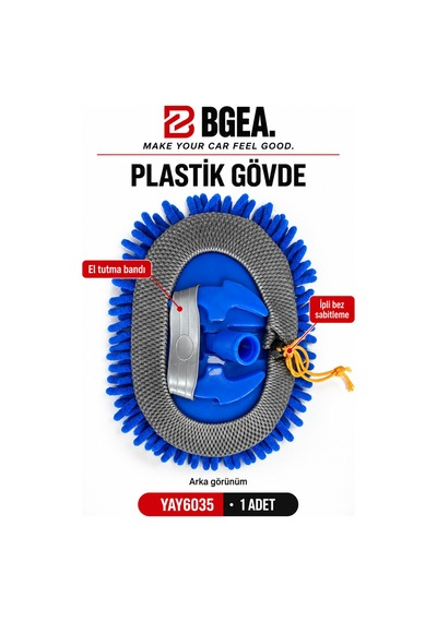 Bgea Mavi Mikrofiber Mop Başlığı Plastik Gövde Ve Mop Bezi