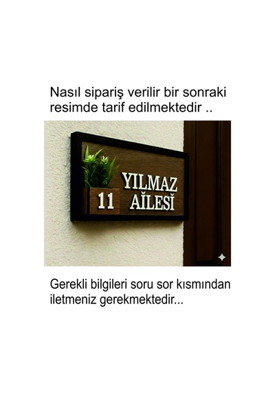 Pey Aksesuar Kişiye Özel Çiçekli Ahşap Kapı Numarası Kapı Süsü Kahverengi