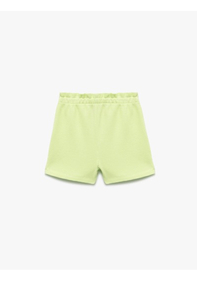 Koton Beli Lastikli Pamuklu Dokulu Mini Şort Yeşil 5smg40021ak
