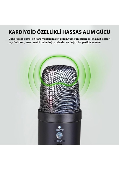 Profesyonel Kardioid Rgb Oyuncu Stüdyo Kayıt Kablolu Podcast Mikrofonu