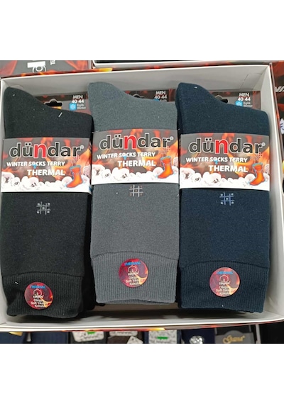 Dündar Çorap Dündar Erkek Plus Havlu Thermal Kışlık Çorap 7019 - 6 Adet Karışık Renk Çok Renkli