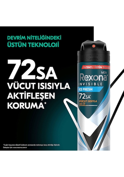 Rexona Men Invisible Ice Fresh Erkek Sprey Deodorant 3x150 ML