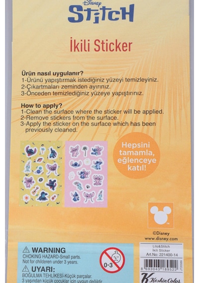 X Dekomus Lisanslı Stitch 2'li Kuşe Sticker Ve Dekomus Cep Defteri Seti Altın