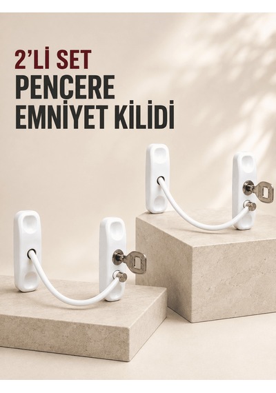 Shnstore 2 Li Set Pencere Güvenlik Kilidi Anahtarlı Kablolu Çocuk Emniyet Kilidi Beyaz Shntknd0720
