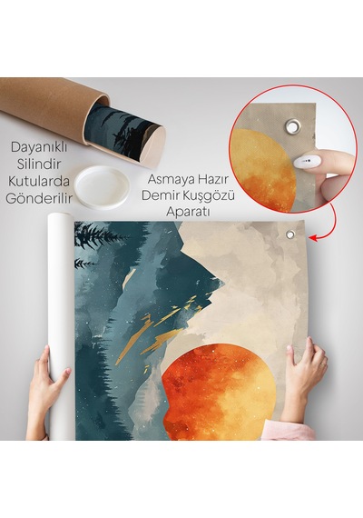 Dağların Üstündeki Güneş Manzarası Duvar Örtüsü-7645