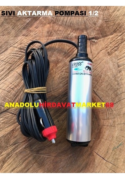 Gross 12Volt Mazot Sıvı Aktarma Pompası Mini Dalgıç Çakmaklık Gir
