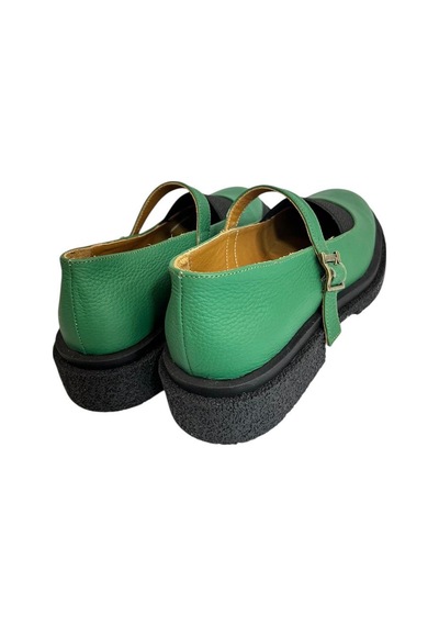 Tufan Shoes Yeşil Hakiki Deri Üst Kısmı Lastikli Babet YESIL