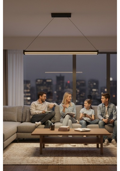 Mira Rose Gold Lineer Led Sarkıt Avize Kumandalı Dim Edilebilir Aşağı Işık Doğal Işık