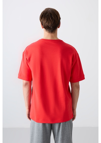 Tommy Life Fiesta Pamuklu Kalın Yumuşak Dokulu Oversize Fit Baskılı Erkek T-shirt - 88322 001