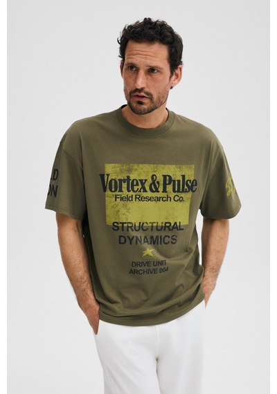 Grimelange Colına Erkek %100 Organik Pamuklu Baskı Detaylı Regular Fit Yuvarlak Yaka Haki T-shirt Grimelange Colına Erkek %100 Organik Pamuklu Baskı Detaylı Regular Fit Yuvarlak Yaka Haki T-shirt