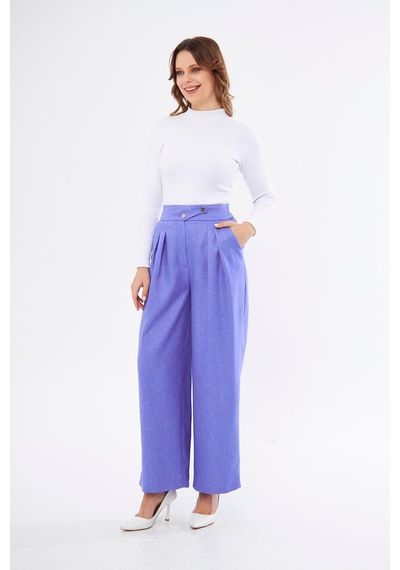 Lovelf Bol Paça Yünefekt Pantolon Indigo İndigo