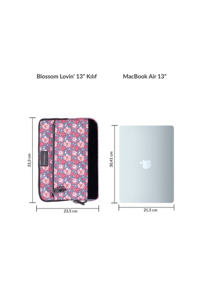 Bloominbag Blossom Lovin' 13 İnç Laptop / Macbook Uyumlu Kılıf Fuşya