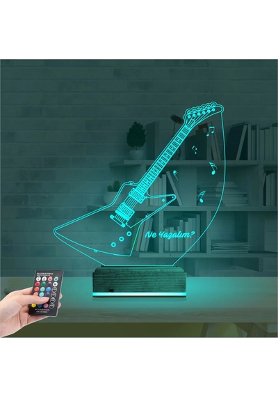 Luvivia Elektro Gitar Müzik Kişiye Özel 3d Lamba - Masa Gece Lambası V2 Şeffaf