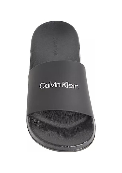 Calvin Klein Erkek Marka Logolu Şık Görünüşlü Tek Bantlı Kalın Tabanlı Kaymaz Rahat Dayanıklı Terlik-14975 Siyah
