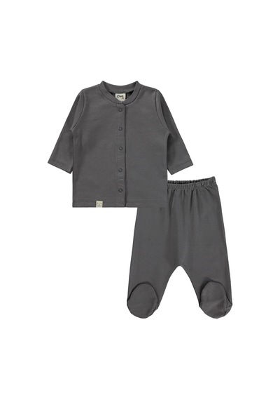 Civil Baby Düz 1-6 Ay Pijama Takımı - Gri Füme