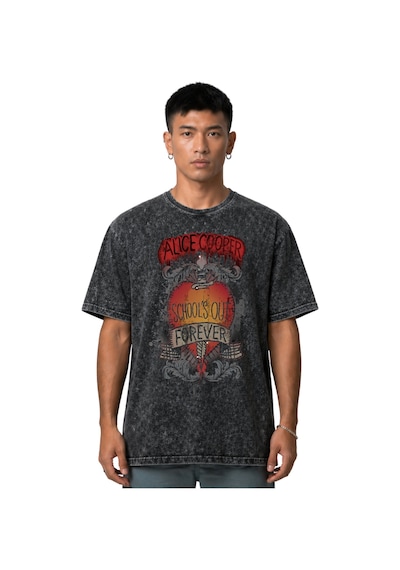 Alice Cooper Rock Metal Şarkıcı Ön Baskılı Unisex Oversize Vintag Siyah