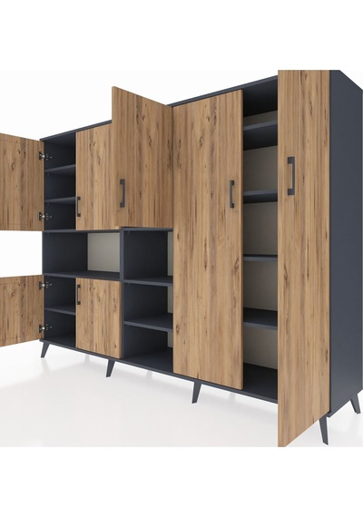 Hyperion Dolap 13 Raflı 7 Kapaklı 220x44x163 Antrasit-çam/antrasi Antrasit-çam/antrasit Hyperion Dolap 13 Raflı 7 Kapaklı 220x44x163 Antrasit-çam/antrasi Antrasit-çam/antrasit