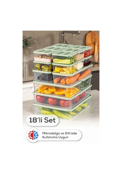 Vienev 18li Buzdolabı Dondurucu Organizer Ve Saklama Kabı Mint 12x 350ml 2x 1,65lt 2x 1,75lt 2x 3,5lt Mint