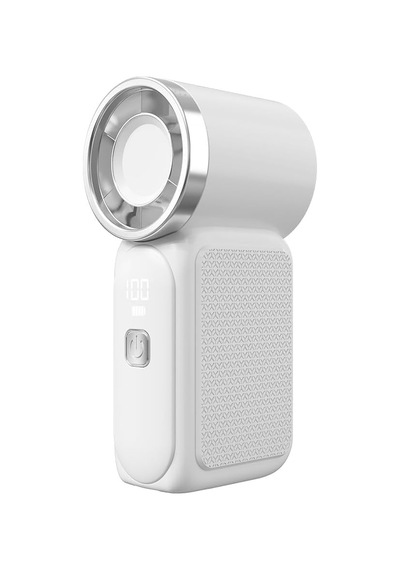 Fs-24 Dijital Ekranlı Taşınabilir Mini Turbo Fan 6 Kademeli Yüksek Hızlı El Vantilatörü, 3000mah Şarj Edilebilir Batarya, Lcd Göstergeli Ultra Hafif Cep Fanı Beyaz, Fs-24