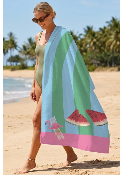 Karpuz Flamingo Çizgili Çocuk Plaj Havlusu-tropikal Modern Pembe Mavi Hızlı Kuruyan Mikrofiber Havlu Yağmur Zeytin Karpuz Flamingo Çizgili Çocuk Plaj Havlusu-tropikal Modern Pembe Mavi Hızlı Kuruyan Mikrofiber Havlu Yağmur Zeytin