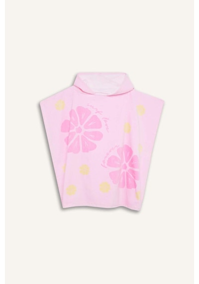 Defacto Kız Çocuk Çiçekli Kapüşonlu Panço H0522a826smpn1 Pembe-pn1