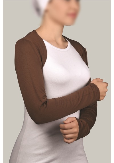 Altobeh Uzun Kollu Kadın Tesettür İçe Giyilen Bolero - Çikolata Çok Renkli