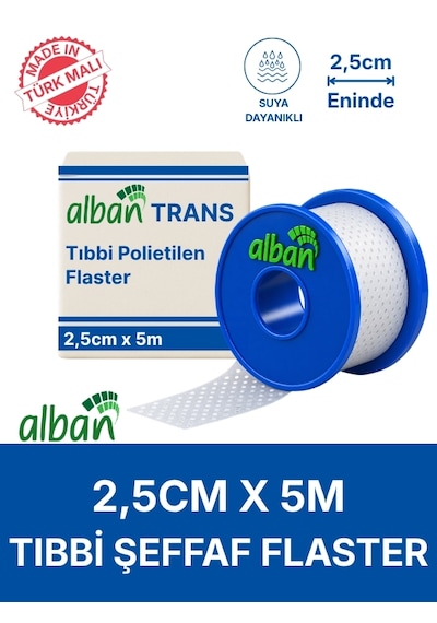 Pe 2,5cm X 5m, 3 Kutulu Set, Şeffaf Perforeli Flaster. Hipoalerjenik, Nefes Alabilen, Cilde Dost, Suya Dayanıklı
