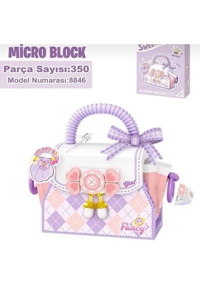 Benisa Shop Loz Micro Block Sweet Bag Mor Serisi 350 Parça  Tatlı Çanta Yapım Seti Oyuncak Seti