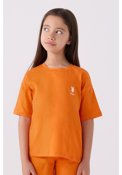 U.S. Polo Assn. U.s. Polo Assn Kız Çocuk Turuncu Bermuda Takım Us1848-c-v53 Turuncu