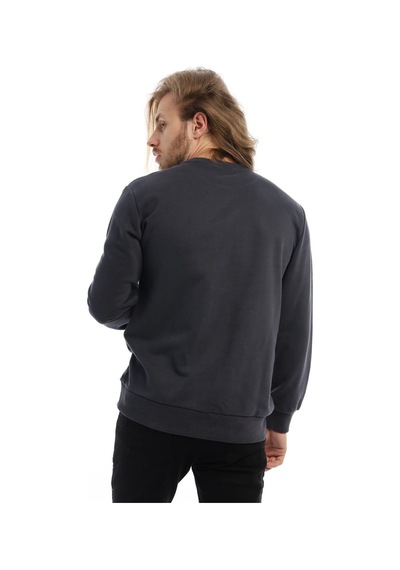 Polostate Erkek Bisiklet Yaka 3 İplik Sweat Füme