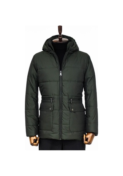 Wessi Slim Fit Kapüşonlu Yeşil Erkek Şişme Mont Yeşil