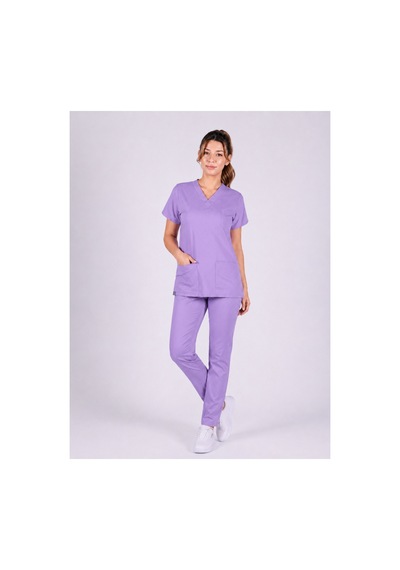 Üniforma Lila Hemşire Ve Doktor Forması Scrubs Takımı Likralı Alt Üst Üniforma Unisex Yarasa Kol