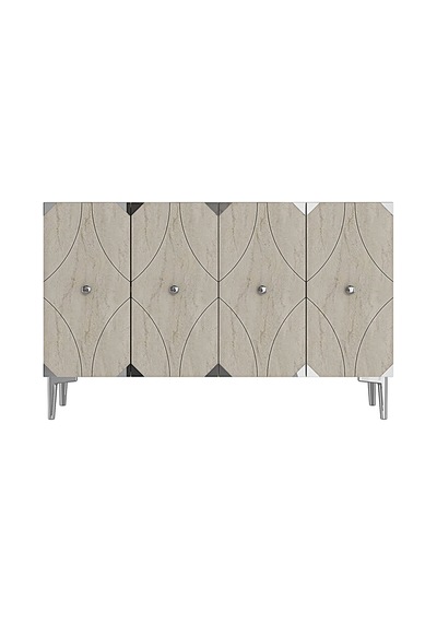 Ka1297bts Alfa Konsol Ve Tv Sehpası Beyaz-traverten-silver 120cm