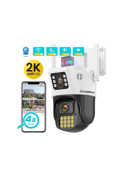 4mp Hd Wıfı Ip Kamera Açık Ptz Çift Lensli Aı İle Akıllı İzleme G