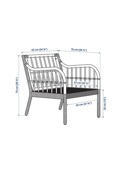 Ikea Holmsta Rattan Koltuk, Rattan Çok Renkli