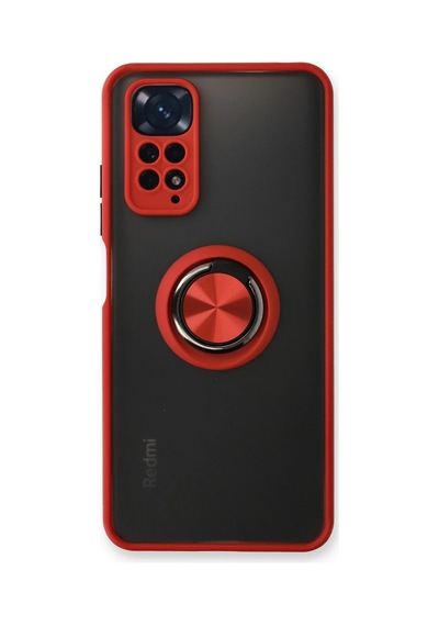 Newface - 850 - Xiaomi Redmi Note 11 Kılıf Montreal Yüzüklü Silikon Kapak - Ece-umay - - Kırmızı