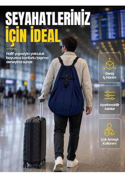 Çok Amaçlı Katlanabilir Taşıma Çantası Geniş Hacimli Günlük Kullanım Çantası - Lisinya Mavi