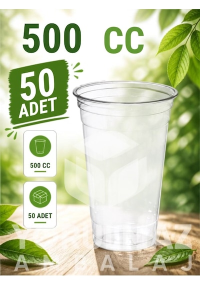 500 Cc Plastik Bardak 50 Adet Kaliteli Kullan- At Soğuk İçecek Bardağı Diğer