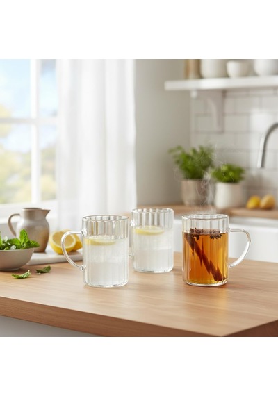 3'lü Borosilikat Cam Kupa Seti - 300 Ml Isıya Dayanıklı İnce Ve Hafif Çay/kahve Bardağı - Kurşunsuz Ekolojik 3 Adet çok renkli